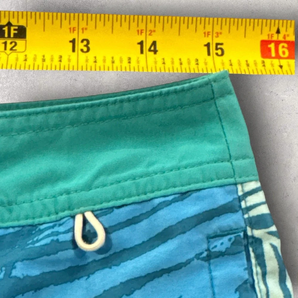 American Eagle Board Shorts Men's S Blue Tropical Palm Leaf Print 31x9.5
